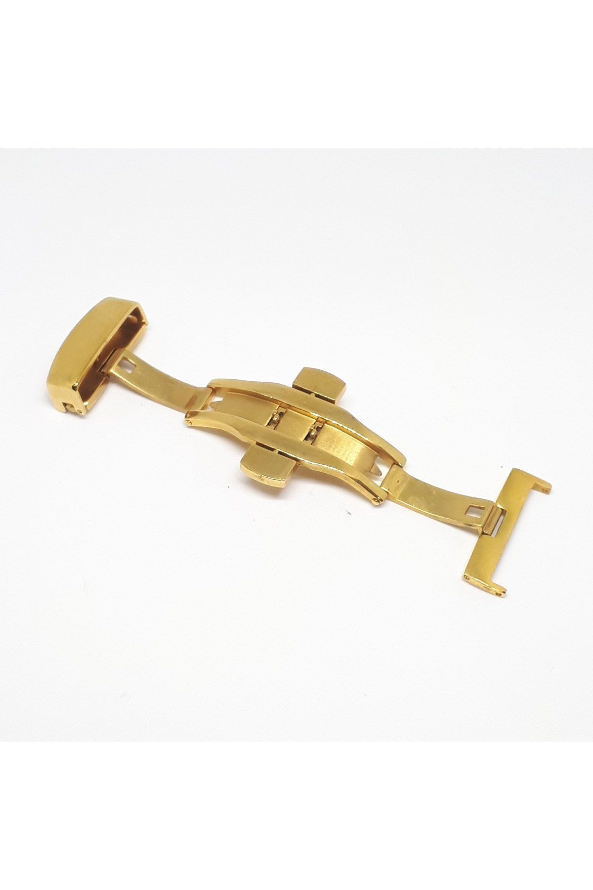 Saat Deri Kordon Klipsi Kelebek Kilit Sarı Gold - Toka Ölçü 22mm