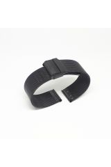 16mm Siyah Renk Hasır Ince Örgü Çelik Kaplama Metal Saat Kordonu