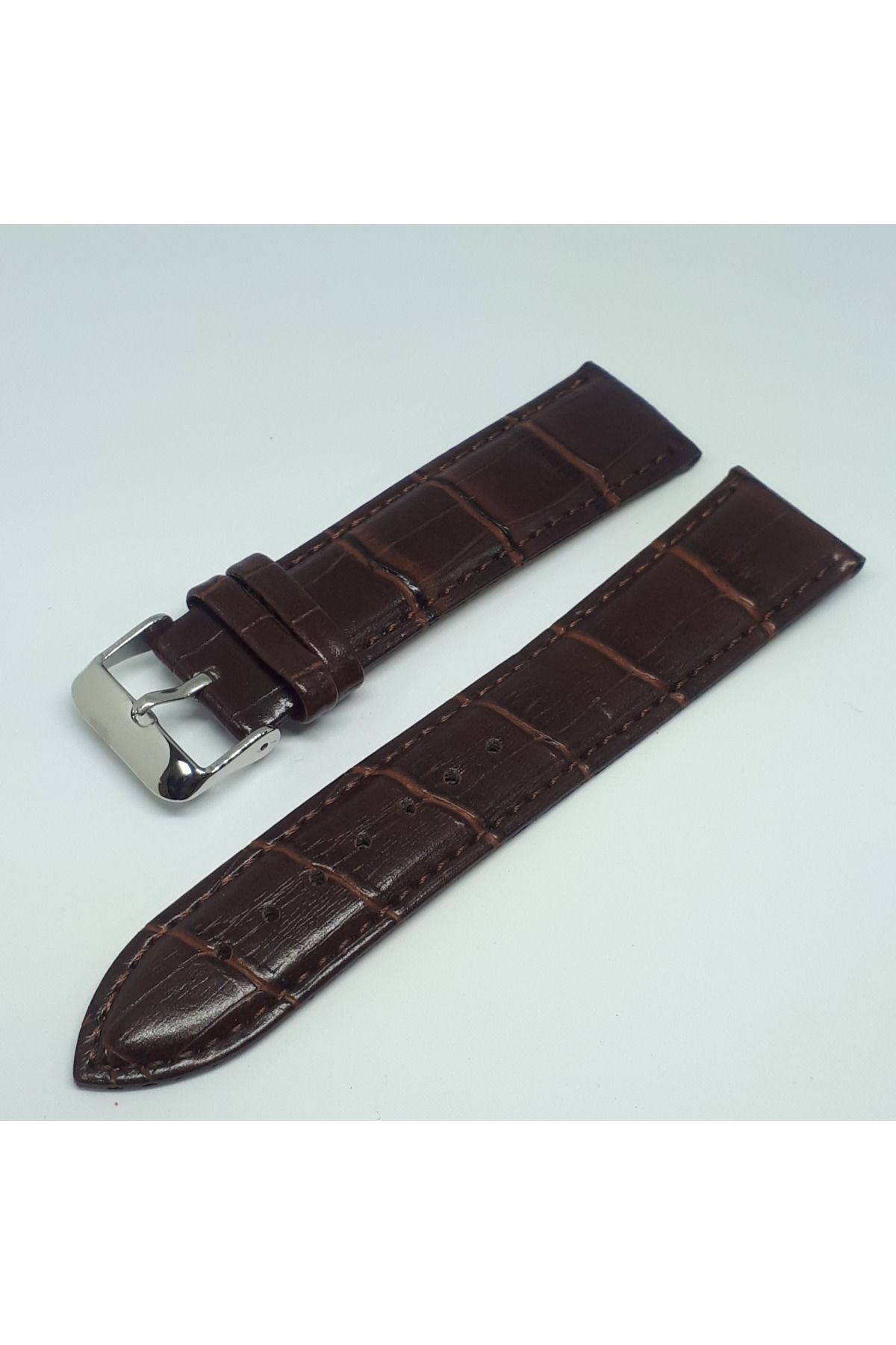 Unisex Kahverengi Croco Suni Deri Saat Kordonu 24mm