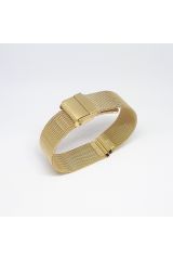 Sarı Gold Renk Hasır Ince Örgü Çelik Kaplama Metal Saat Kordonu 18mm