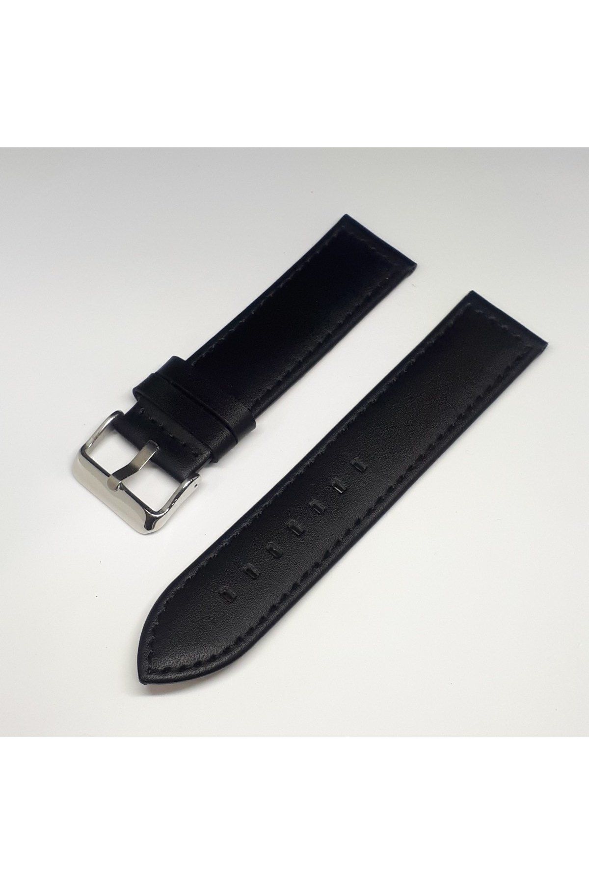 24 mm Siyah Düz Deri Saat Kayışı Kordonu 24x24