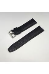 24mm Siyah Rolax Bombeli Deri Saat Kayışı Kordonu 24x22