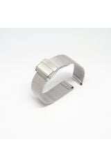 Unisex Beyaz Renk Hasır İnce Örgü Çelik Kaplama Metal Saat Kordonu 16mm