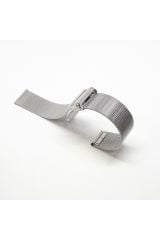 Unisex Beyaz Renk Hasır İnce Örgü Çelik Kaplama Metal Saat Kordonu 16mm