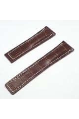 Breitling Uyumlu Croco Deri Saat Kordonu Kayışı Kahve 24mm