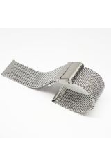 Hasır Kalın Örgü Çelik Kaplama Metal Saat Kordonu Beyaz 26mm