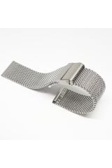 Beyaz Hasır Kalın Örgü Çelik Kaplama Metal Saat Kordonu 20mm