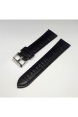 Siyah Croco Bombeli Deri Saat Kayışı Kordonu 22x20 22mm